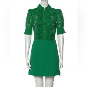 Rebecca Valence Green Lace-Top A-Line Dress xs